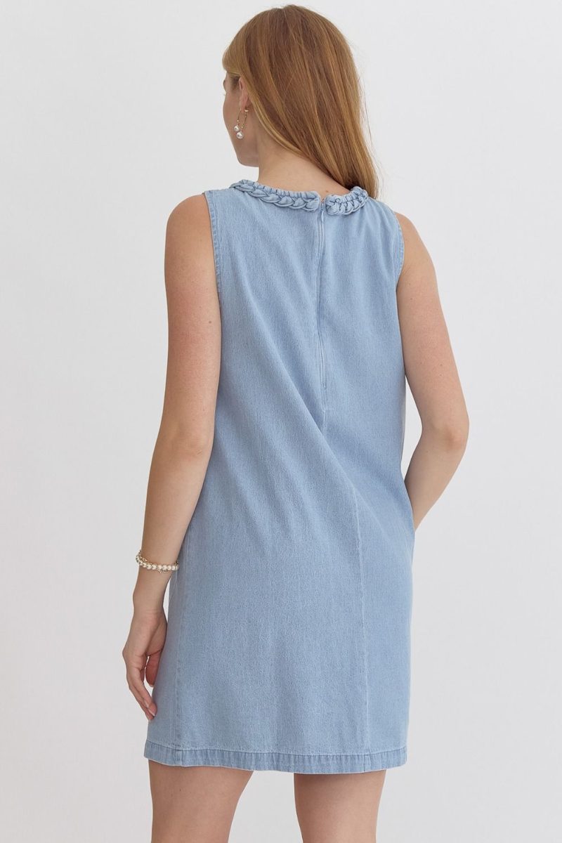 Denim Round Neck Sleeveless Mini Dress - Image 7