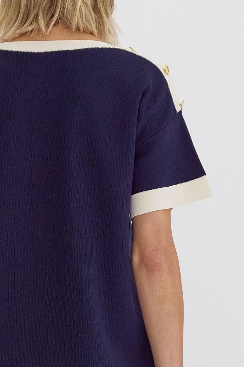 Solid Round Neck Short Sleeve Mini Dress - Image 5