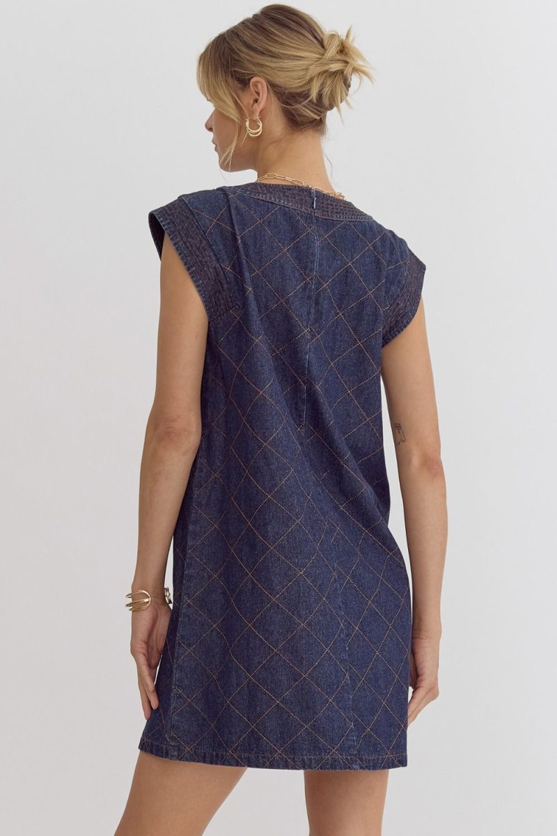 Denim Round Neck Sleeveless Mini Dress - Image 7
