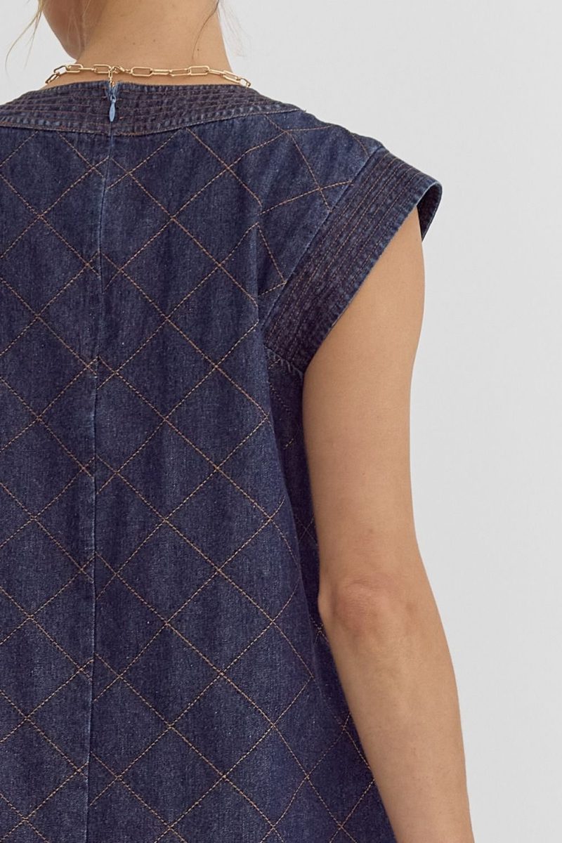 Denim Round Neck Sleeveless Mini Dress - Image 6