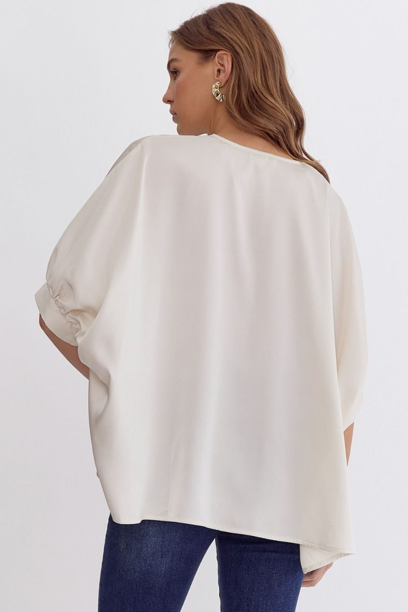 Satin V-Neck 1/2 Sleeve Top - Image 6