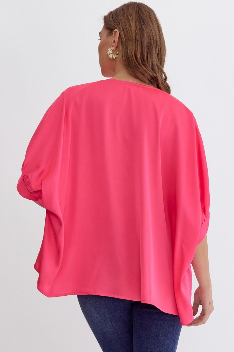 Satin V-Neck 1/2 Sleeve Top - Image 21