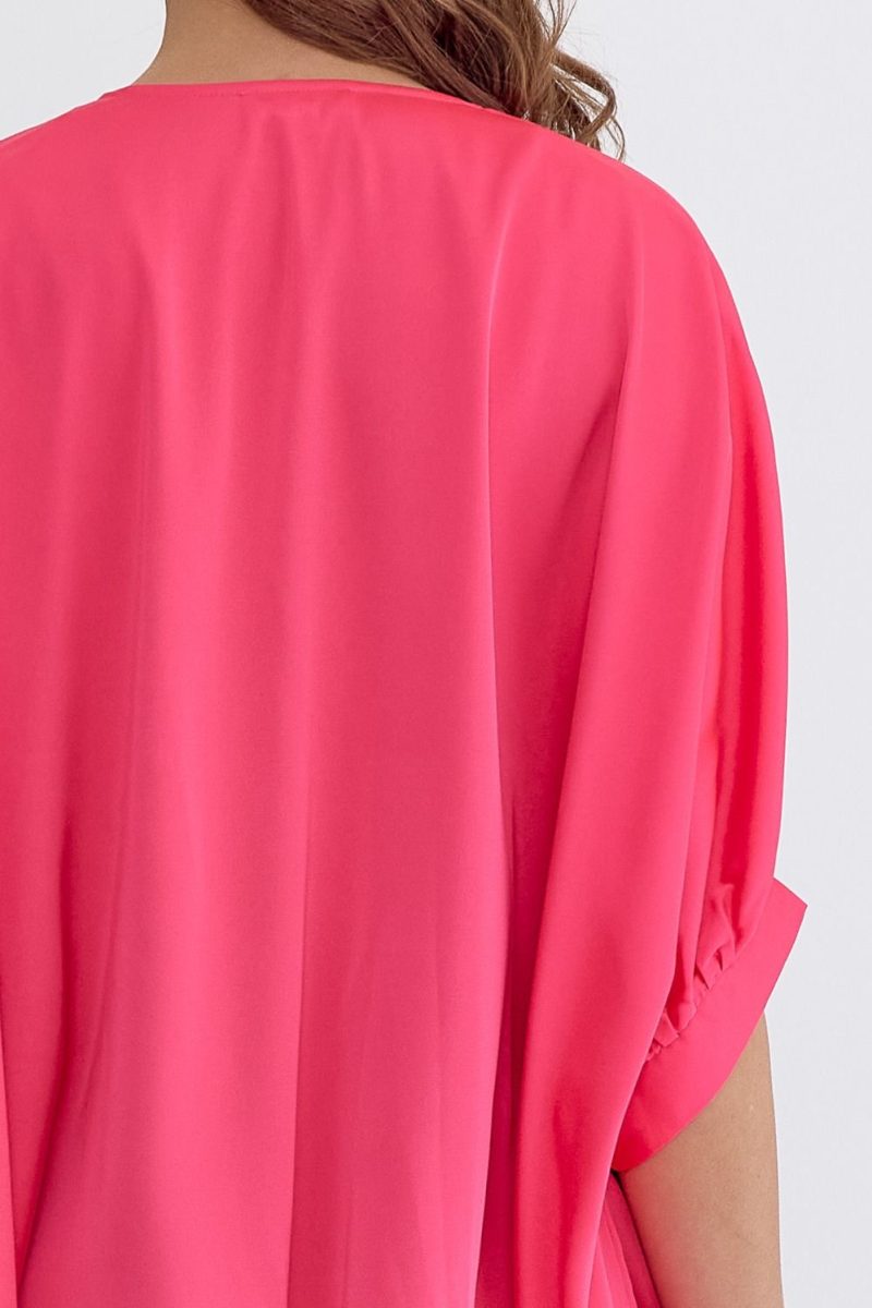 Satin V-Neck 1/2 Sleeve Top - Image 20