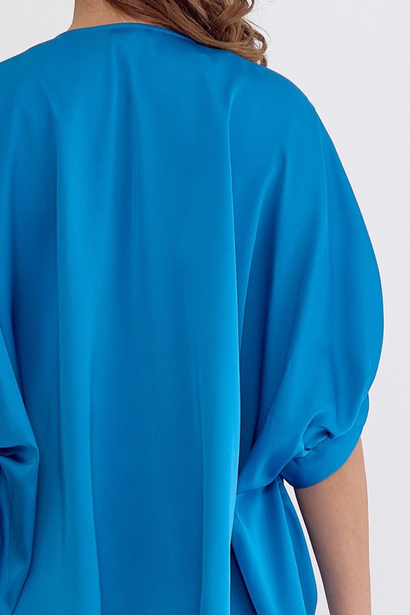 Satin V-Neck 1/2 Sleeve Top - Image 12