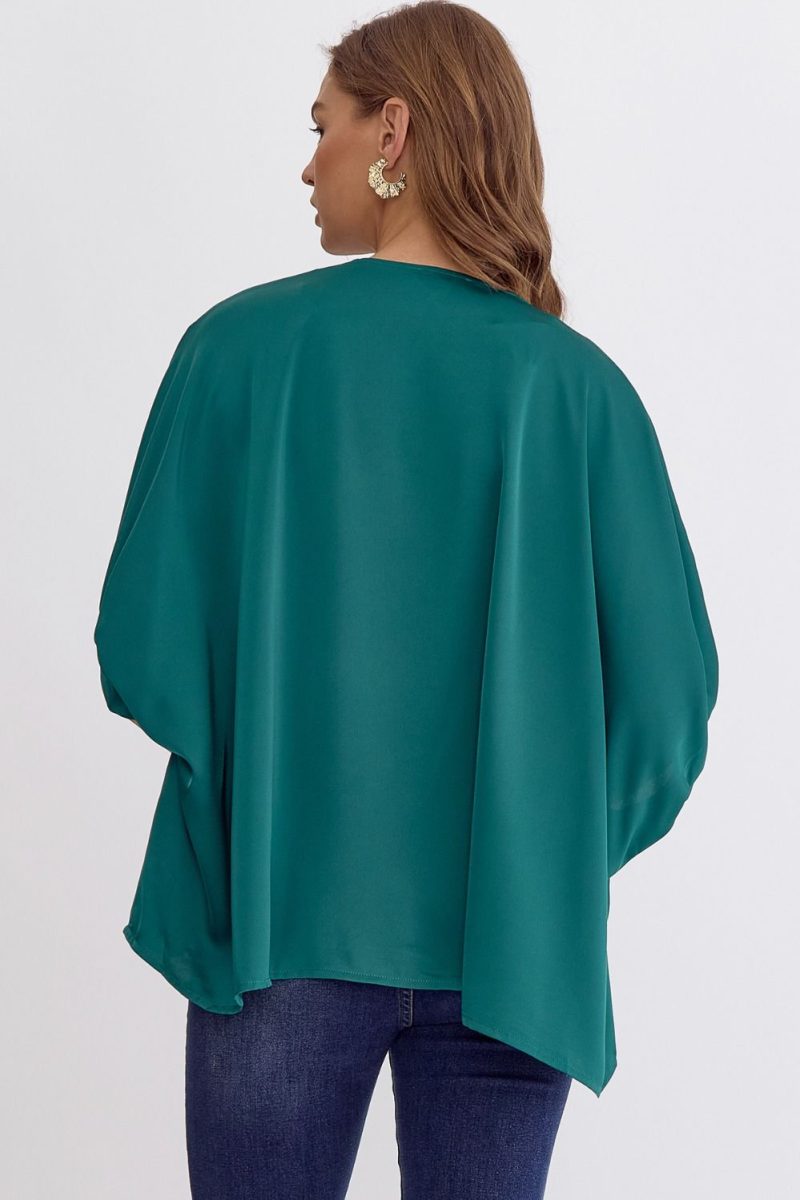 Satin V-Neck 1/2 Sleeve Top - Image 27