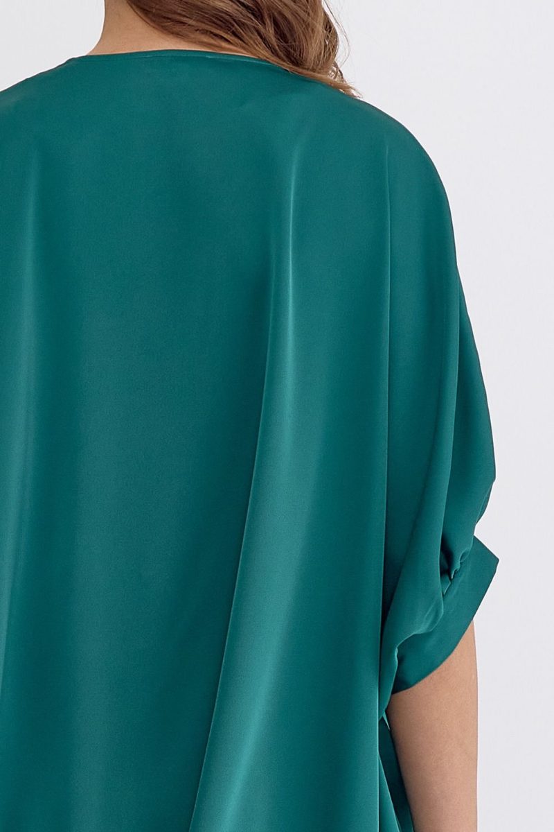 Satin V-Neck 1/2 Sleeve Top - Image 28