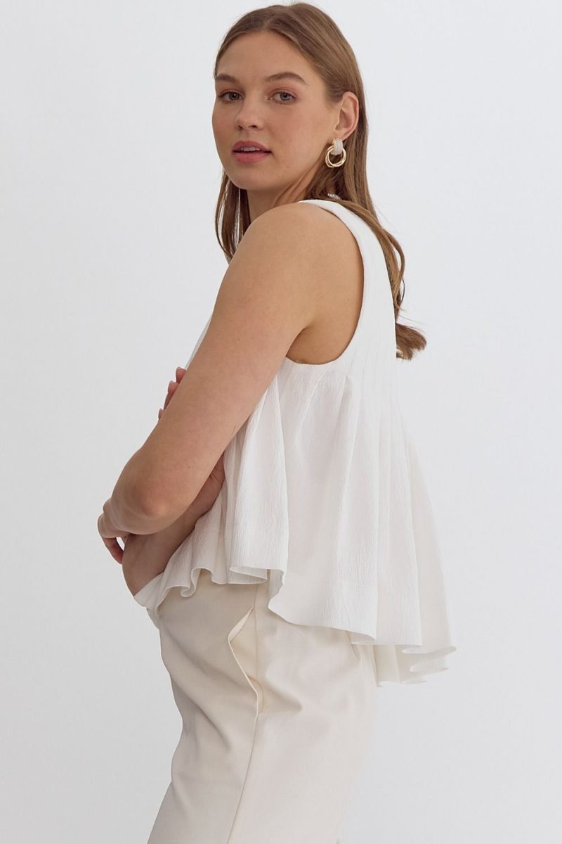 Pleated Sleeveless Cropped Ruffled Detail Top - Image 18