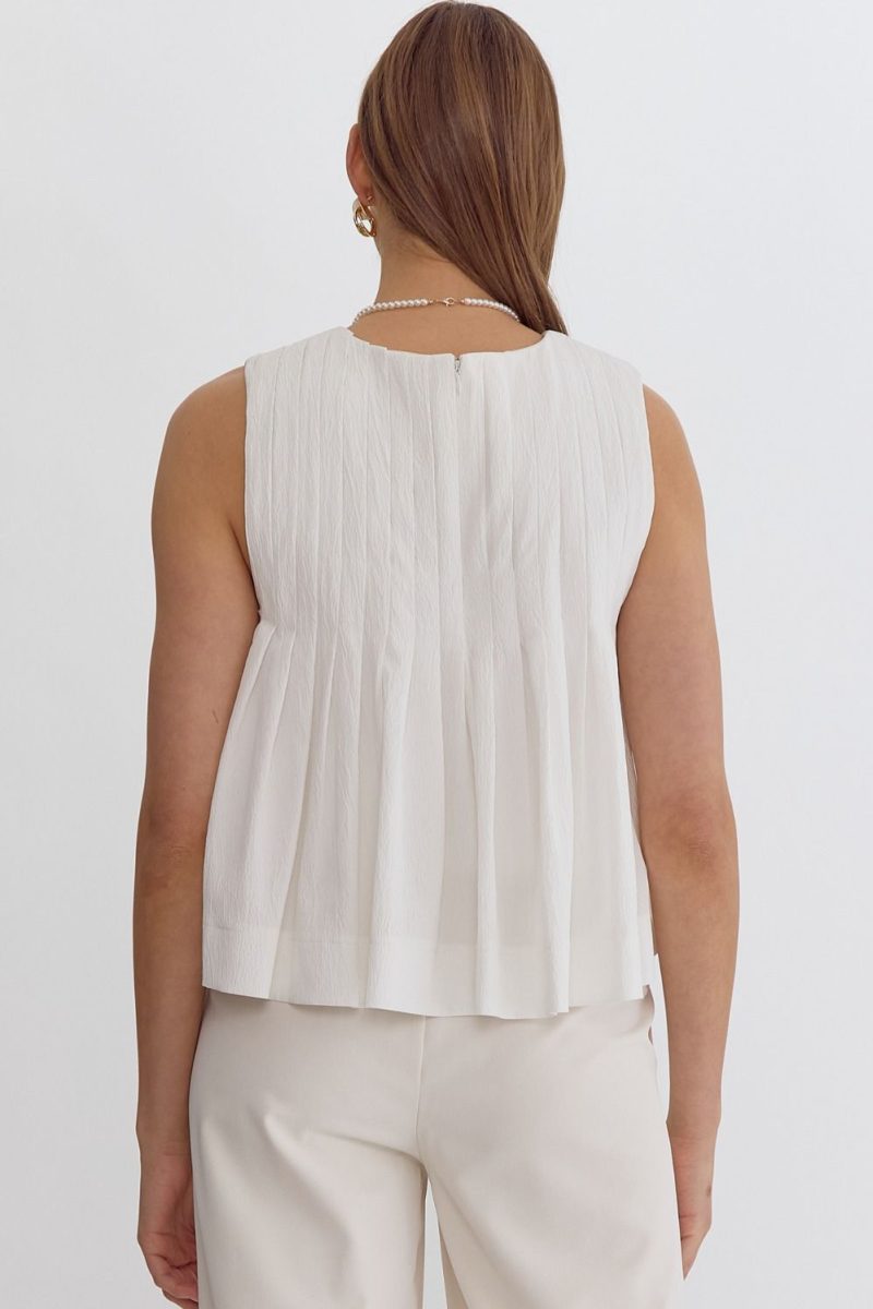 Pleated Sleeveless Cropped Ruffled Detail Top - Image 20