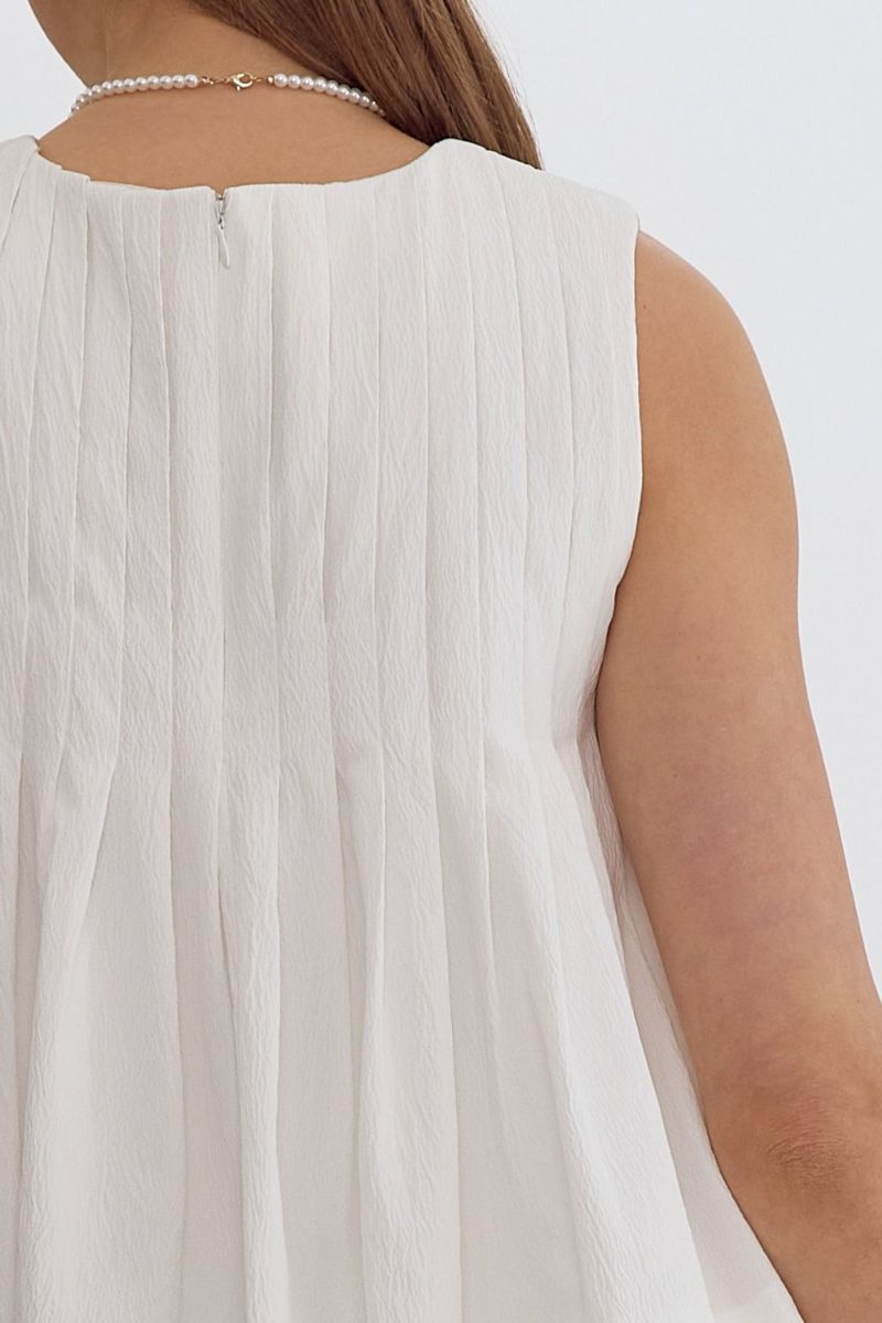 Pleated Sleeveless Cropped Ruffled Detail Top - Image 21