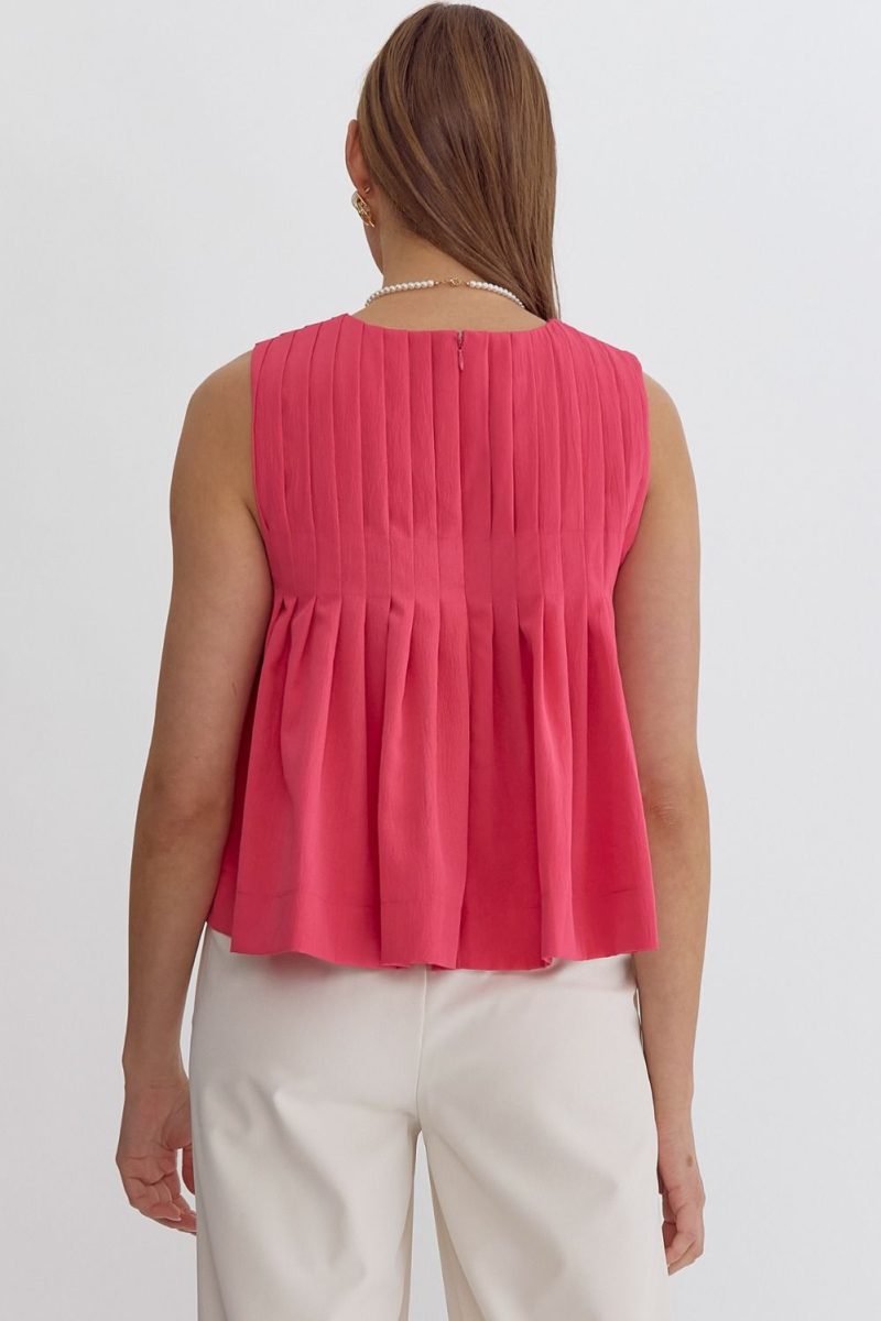 Pleated Sleeveless Cropped Ruffled Detail Top - Image 7