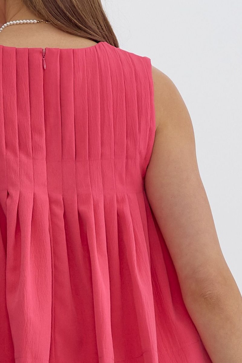 Pleated Sleeveless Cropped Ruffled Detail Top - Image 5
