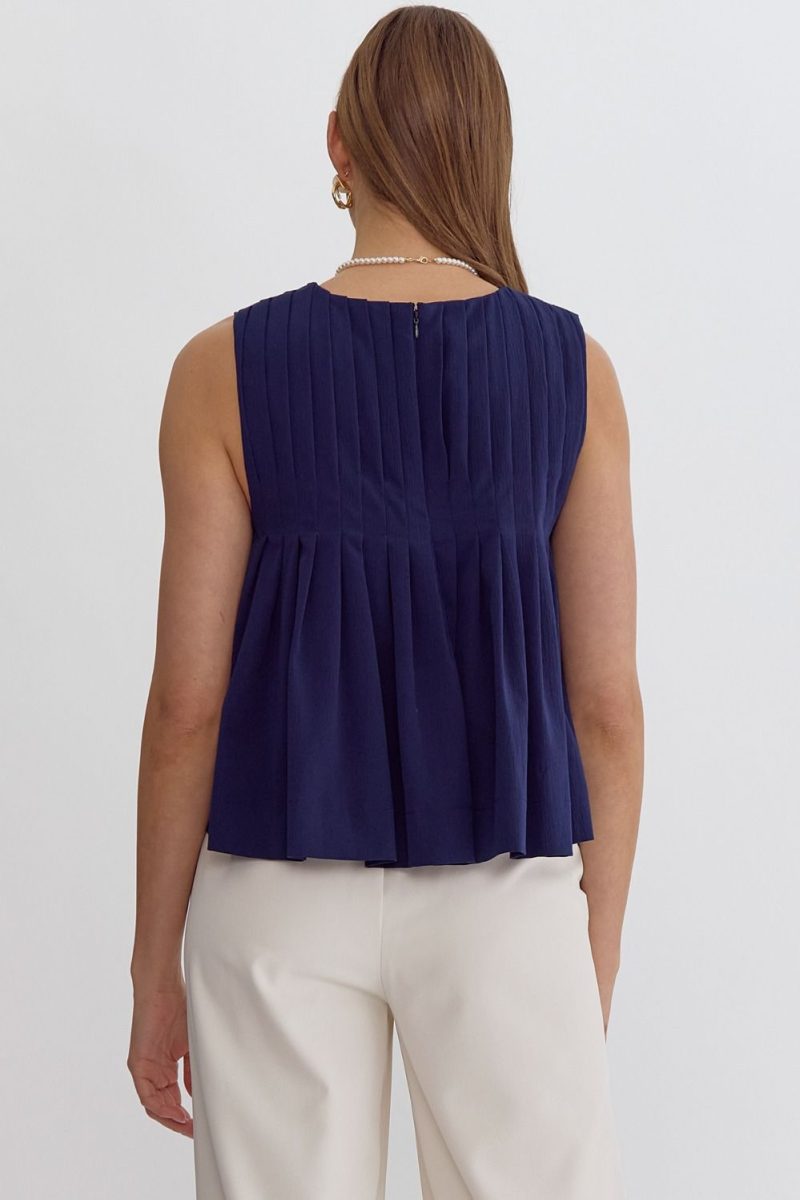 Pleated Sleeveless Cropped Ruffled Detail Top - Image 13