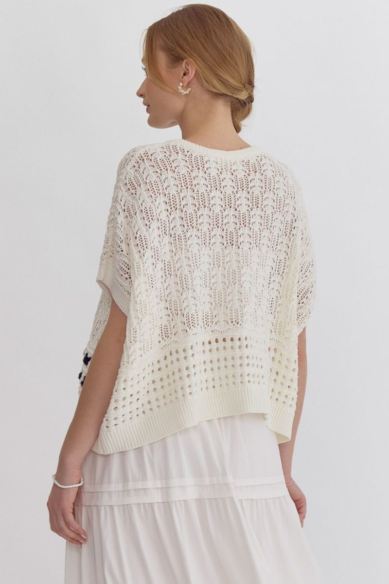 Round Neck Short Sleeve Contrasting Stitching Top - Image 7