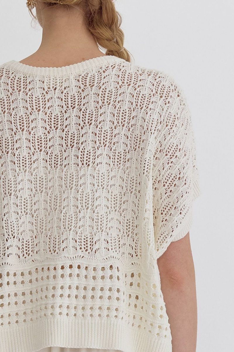 Round Neck Short Sleeve Contrasting Stitching Top - Image 6