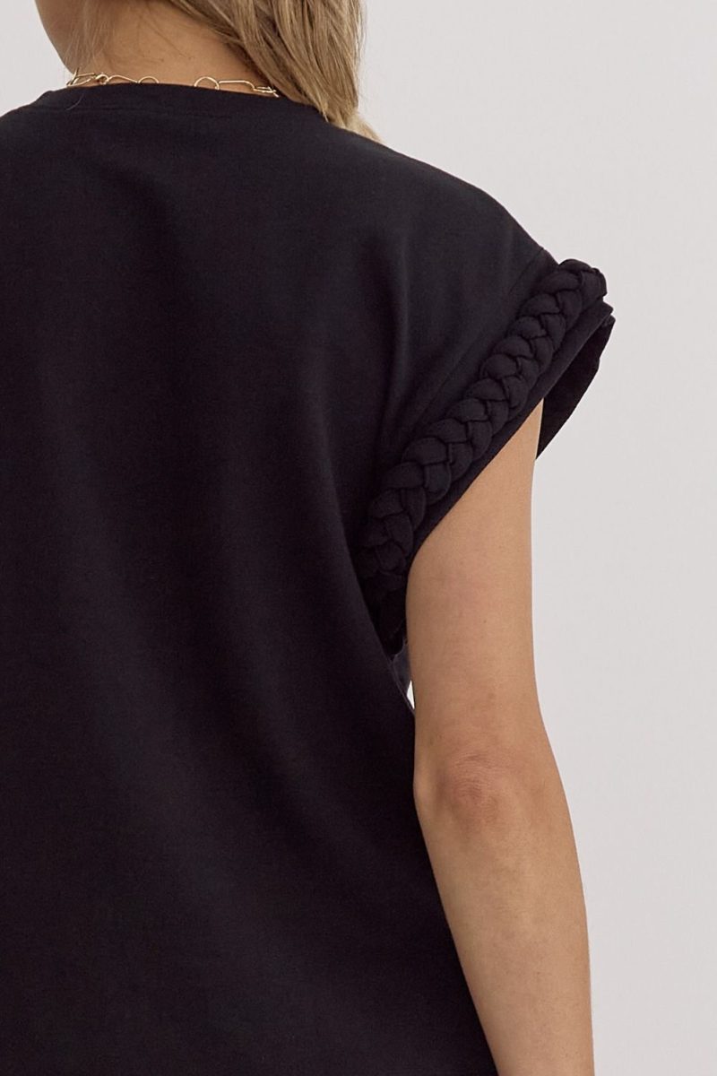 Solid Round Neck Cap Sleeve Top - Image 7