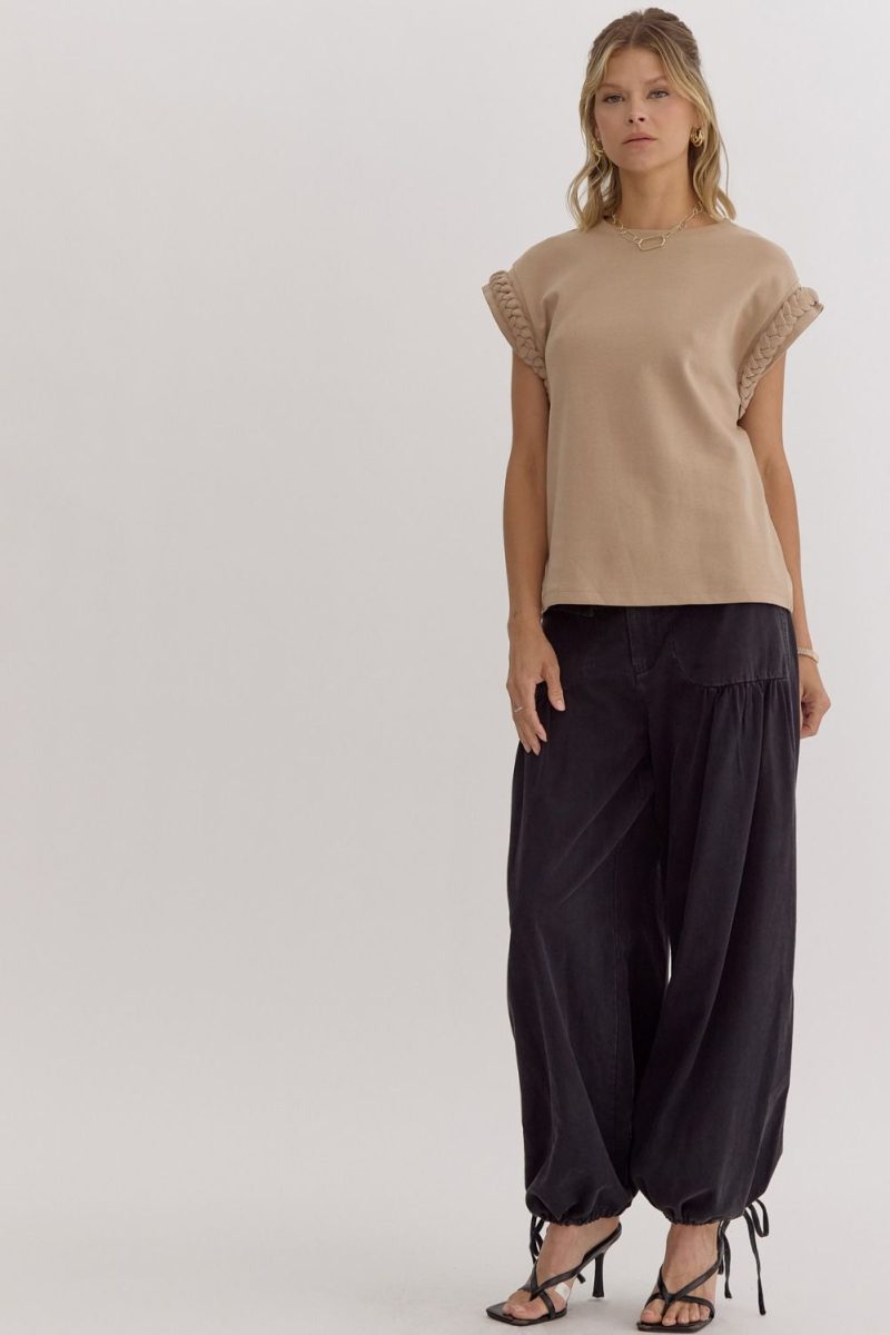 Solid Round Neck Cap Sleeve Top - Image 9