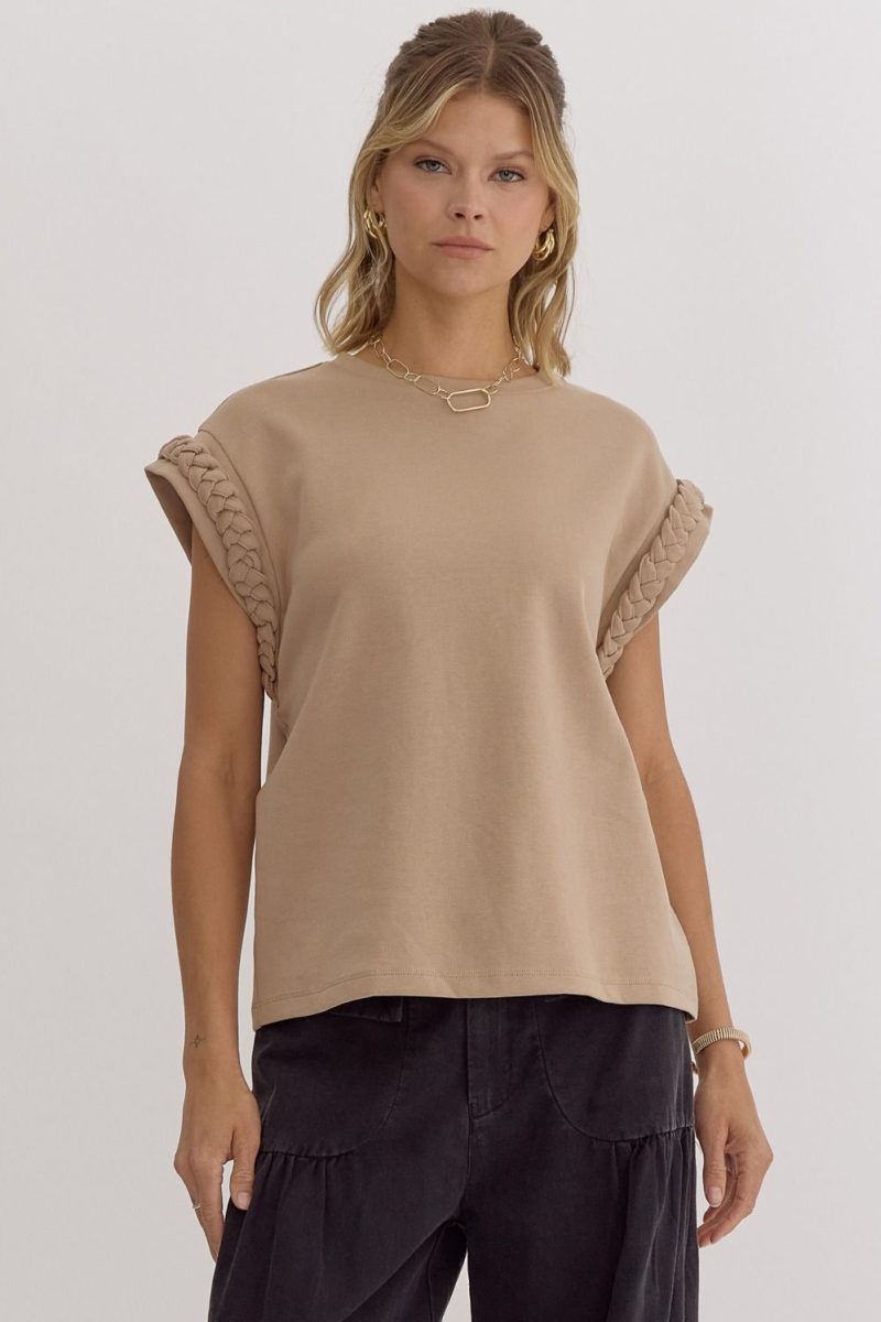 Solid Round Neck Cap Sleeve Top - Image 8