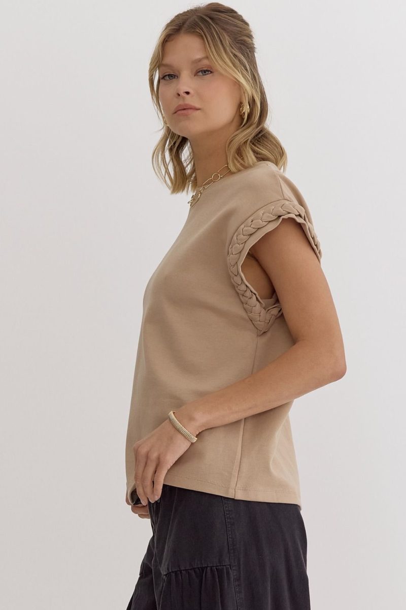 Solid Round Neck Cap Sleeve Top - Image 12