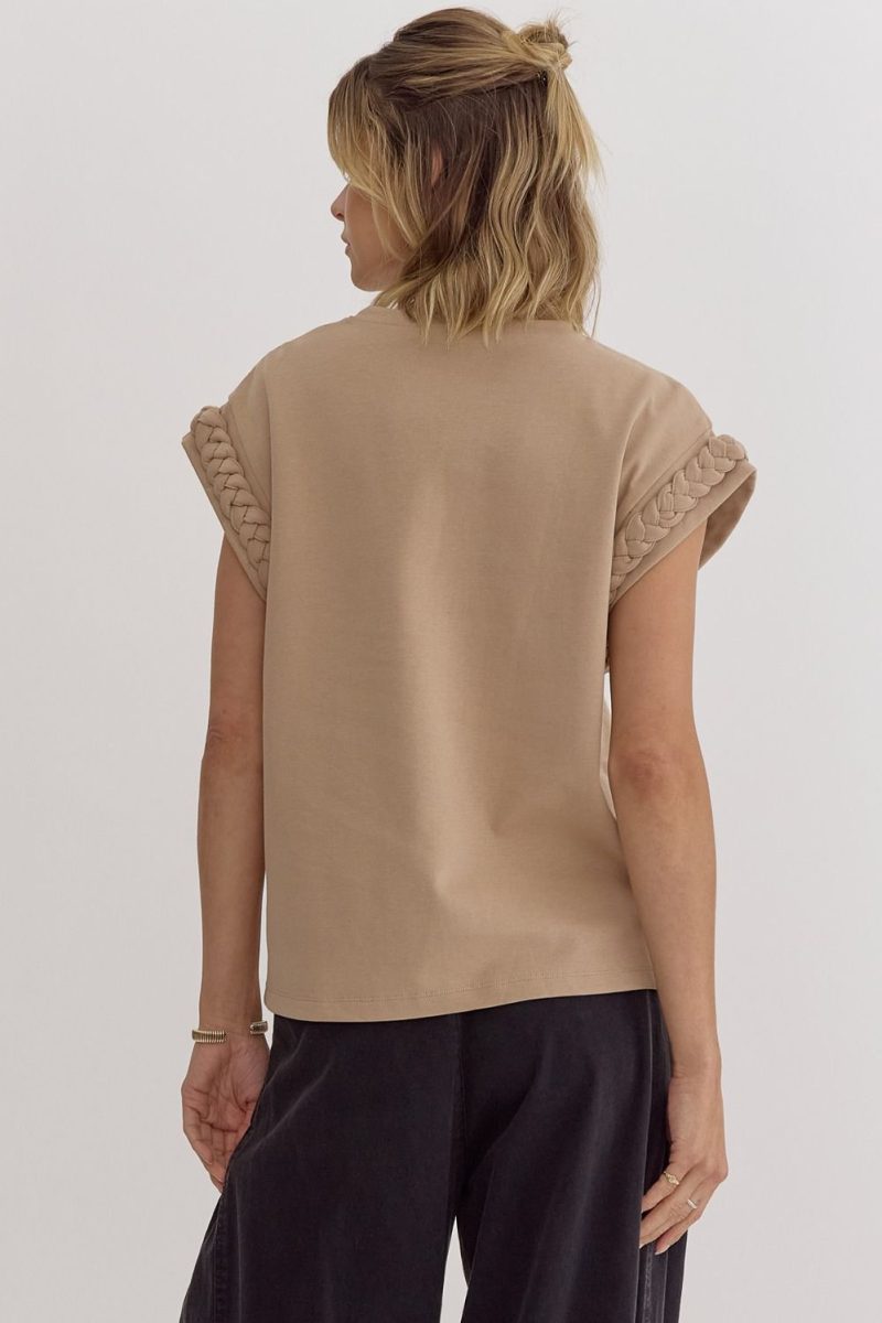 Solid Round Neck Cap Sleeve Top - Image 13