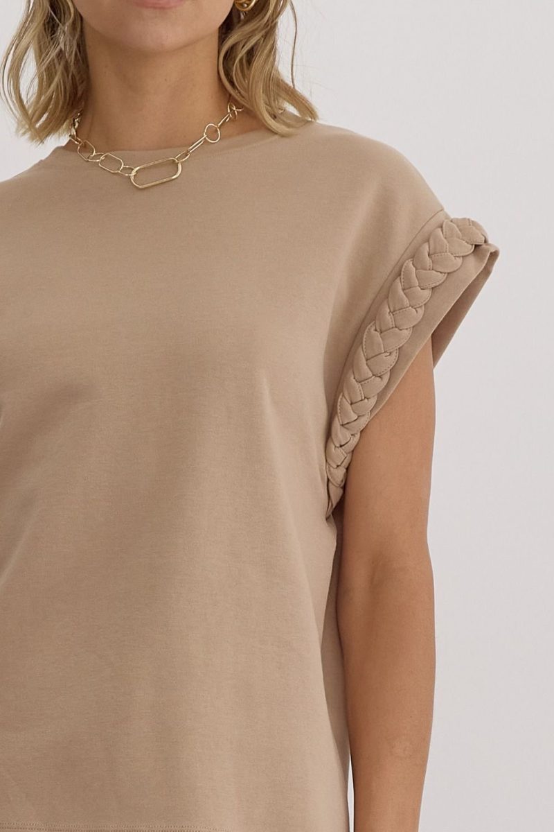 Solid Round Neck Cap Sleeve Top - Image 10