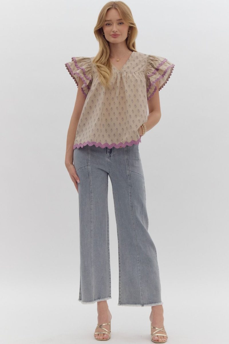 Printed V-neck Top - Image 2