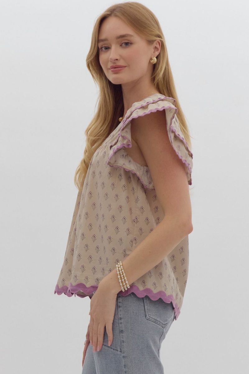 Printed V-neck Top - Image 4