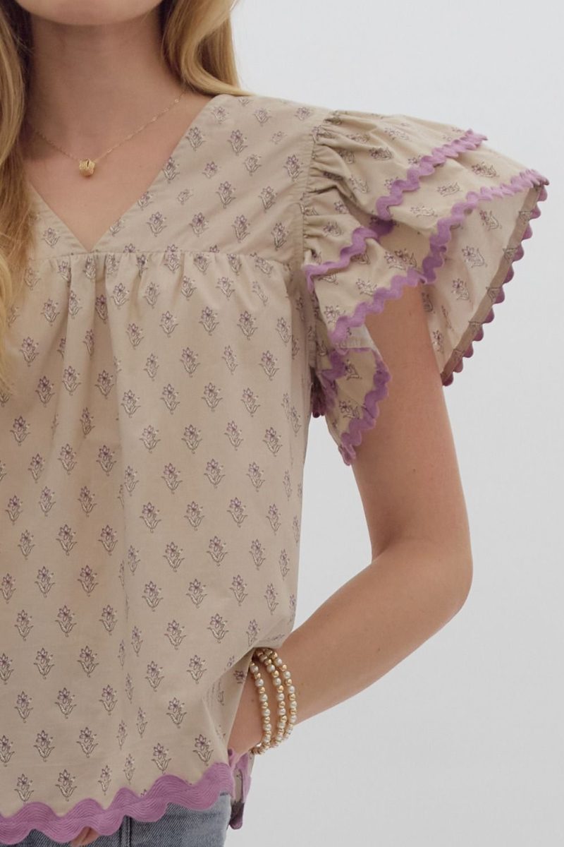 Printed V-neck Top - Image 5
