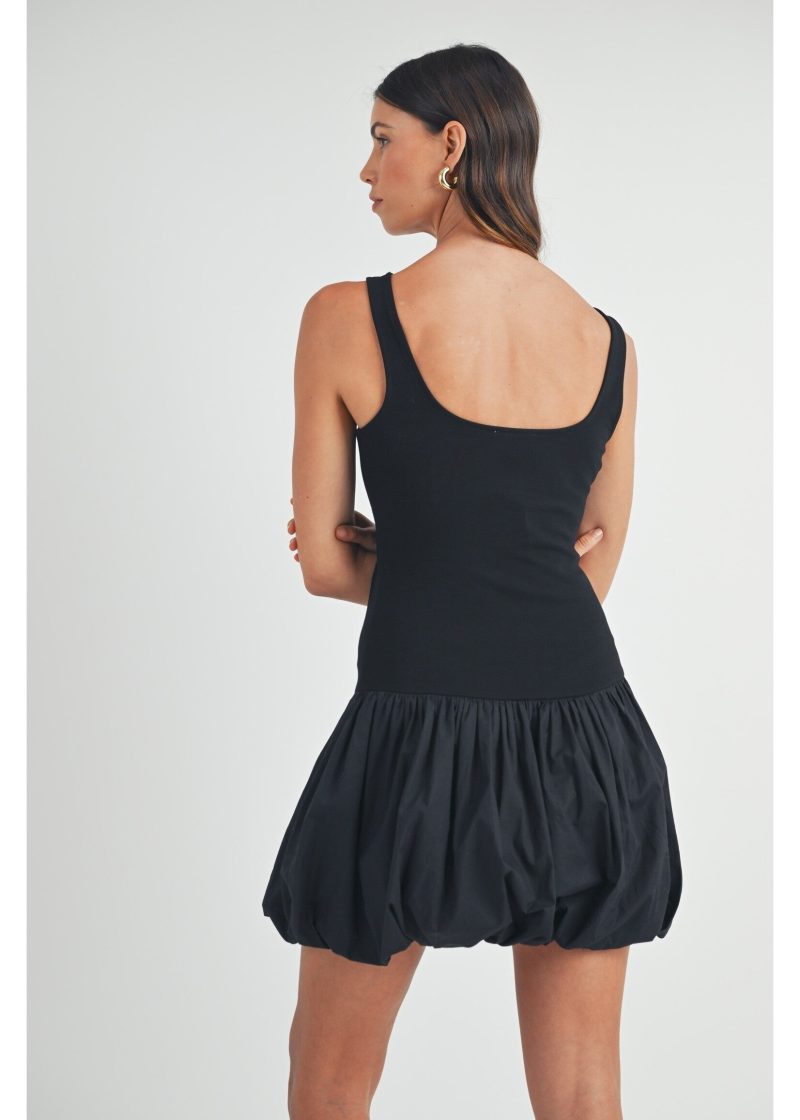 Scoop Neckline Sleeveless Bubble Hem Mini Dress - Image 6