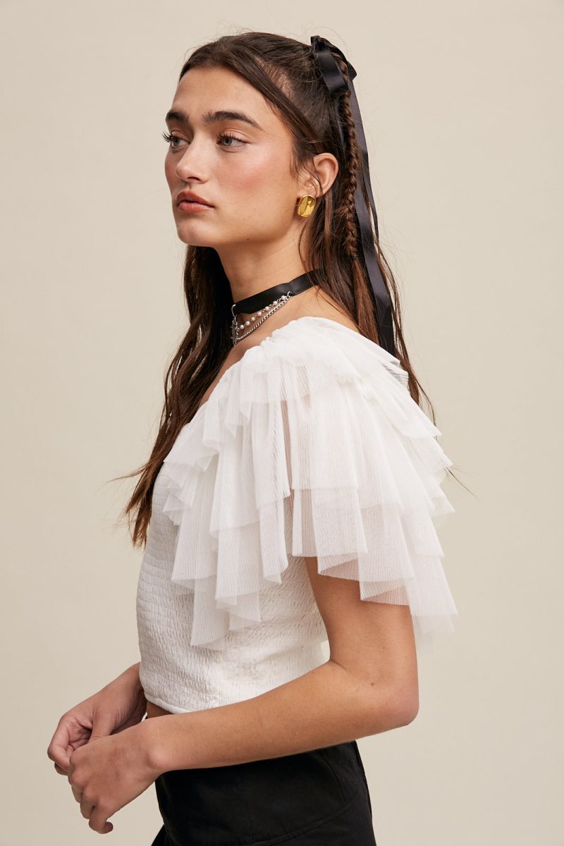 Tiered Ruffle Sleeve Smocked Square Neck Top - Image 6