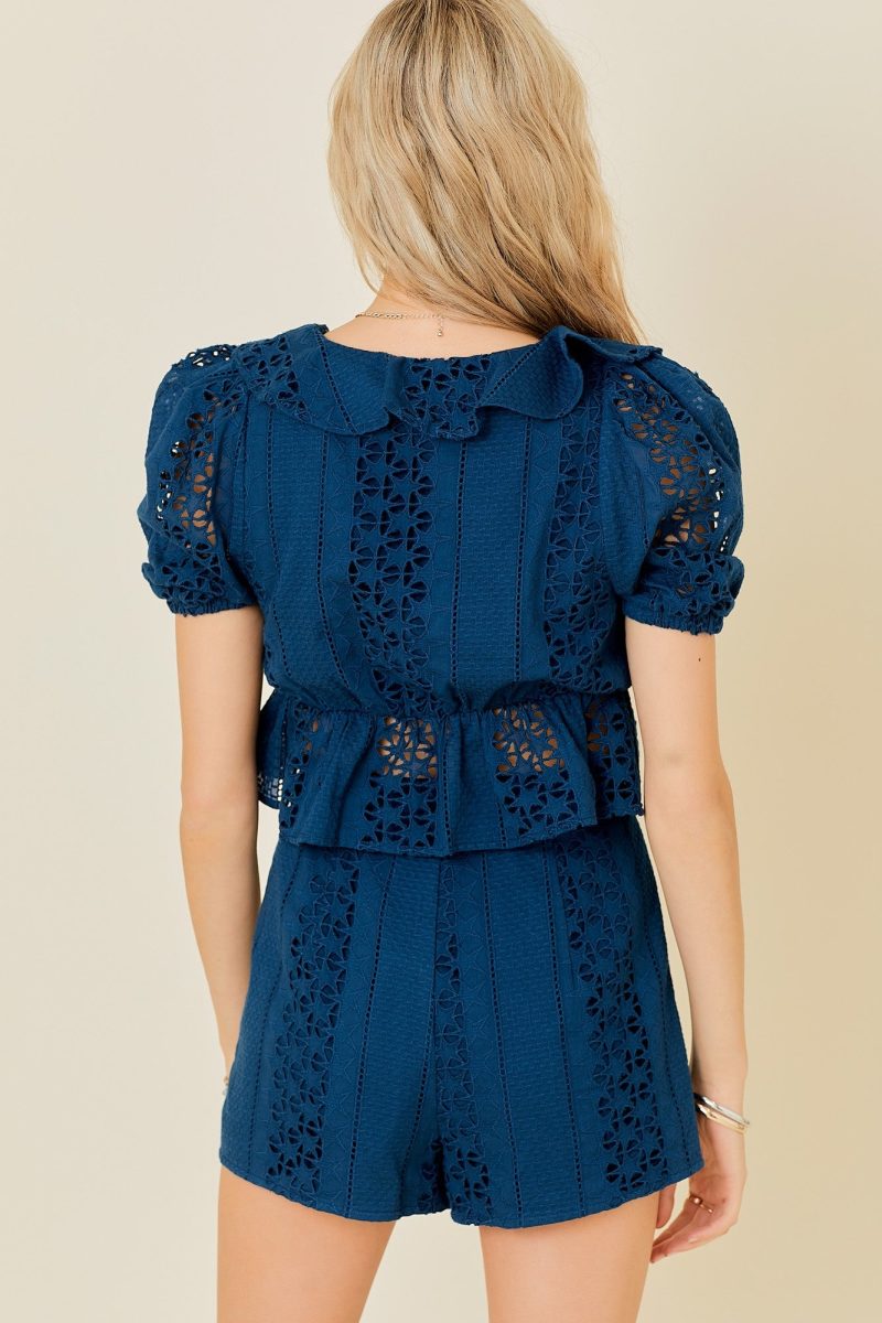 Star Cotton Eyelet Puff Sleeve Babydoll Top - Image 5