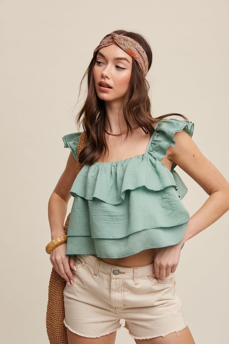 All Over Ruffle Square Neck Blouse Top - Image 18