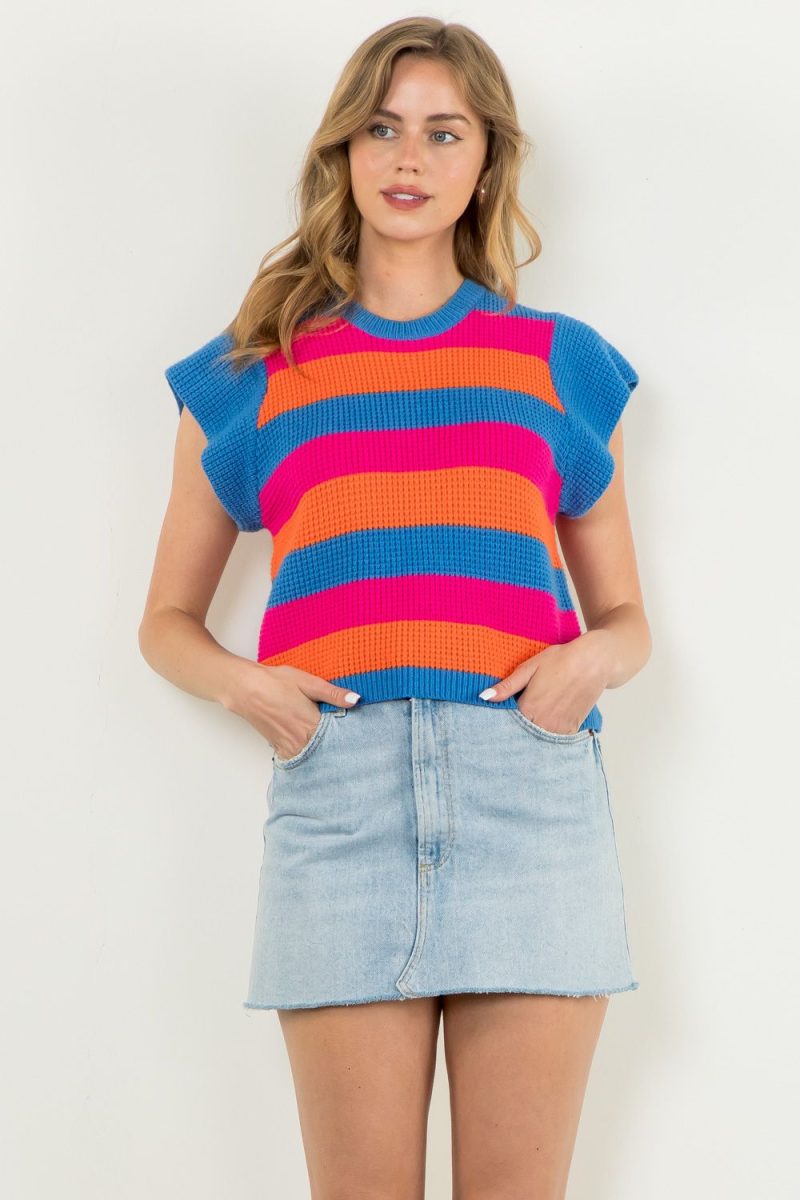 Short Sleeve Multi Color Knit Top - Image 6