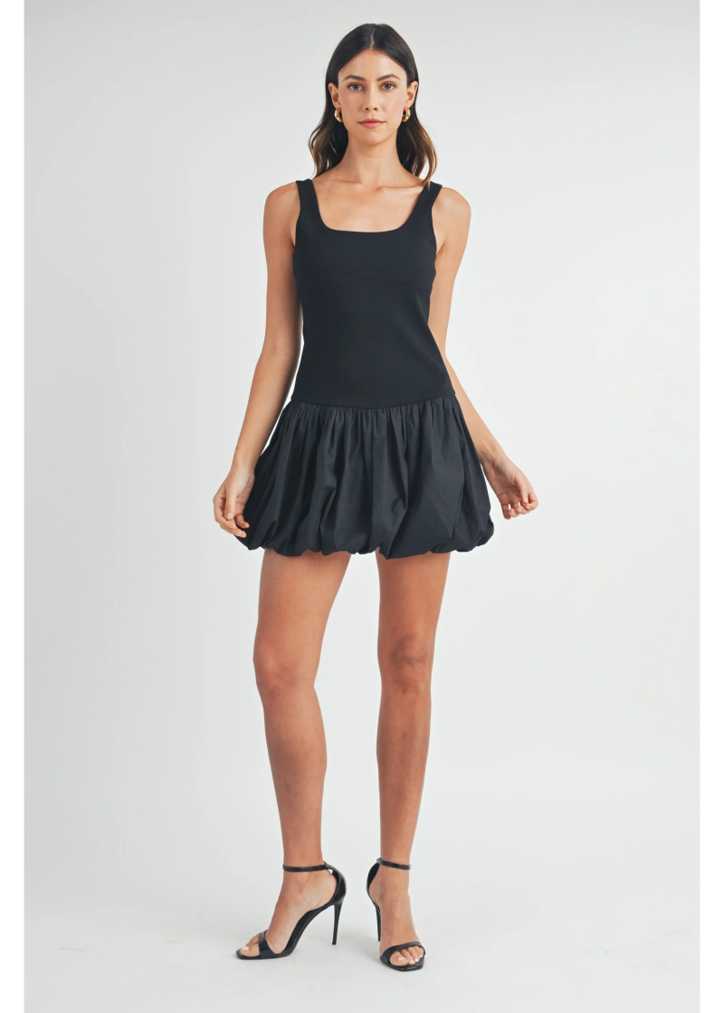 Scoop Neckline Sleeveless Bubble Hem Mini Dress - Image 3