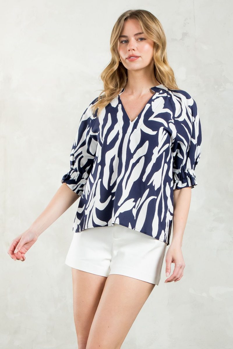 V-Neck Print Top - Image 10