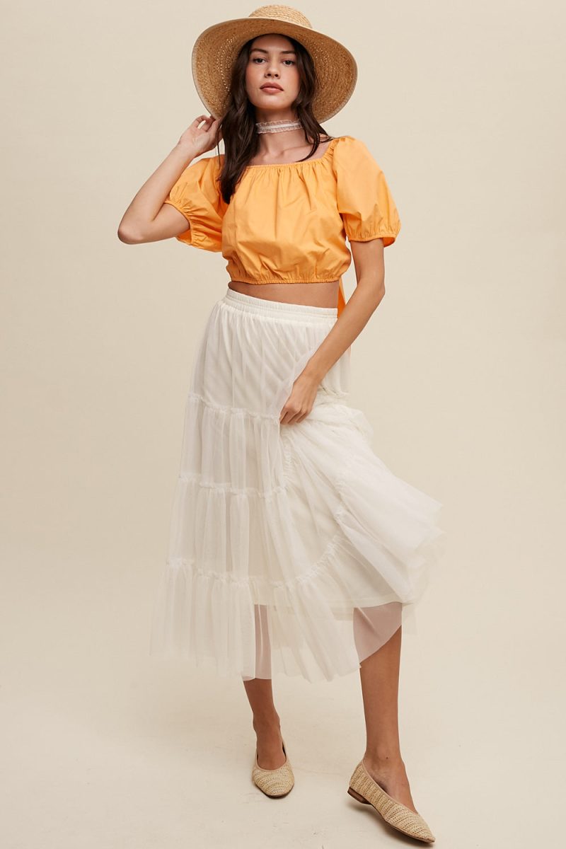 Puff Sleeve Back Tie Crop Top - Image 32
