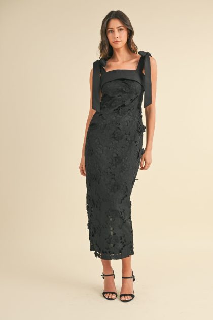 Shoulder Strap Floral Midi Dress