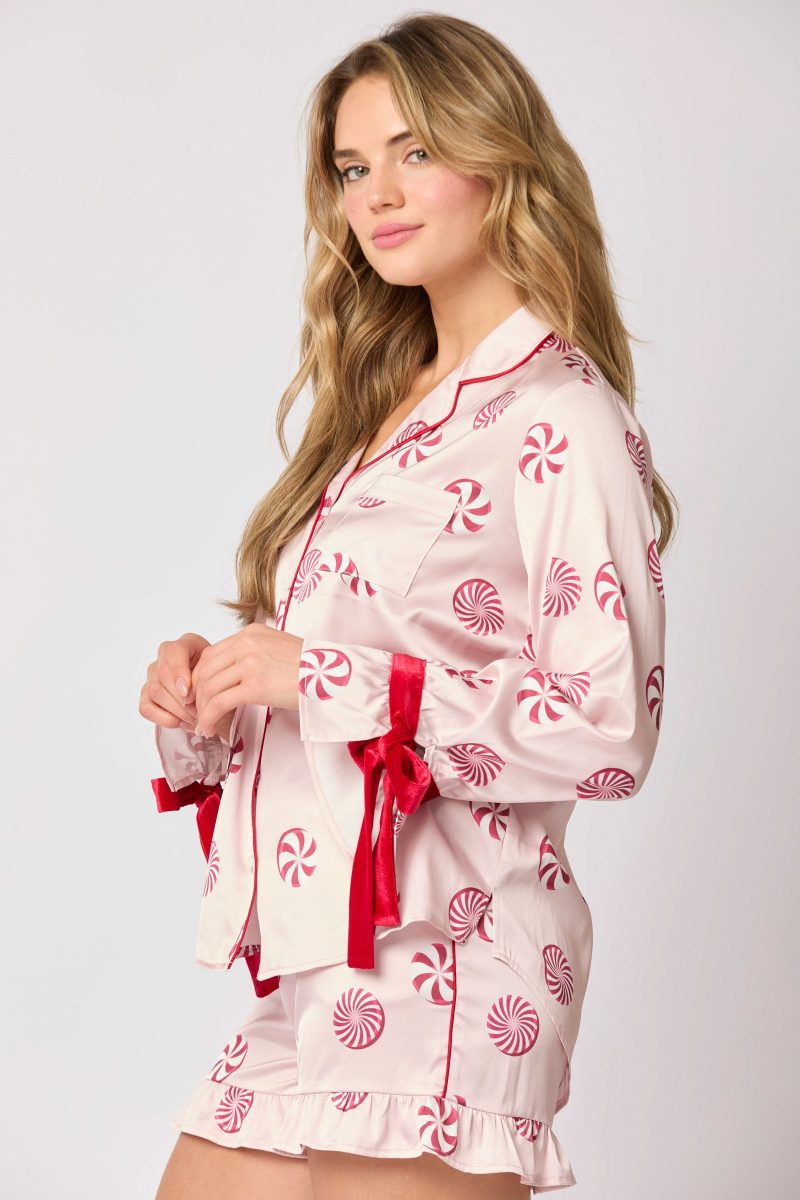 Satin Bow Peppermint Pajama Short Set - Image 5