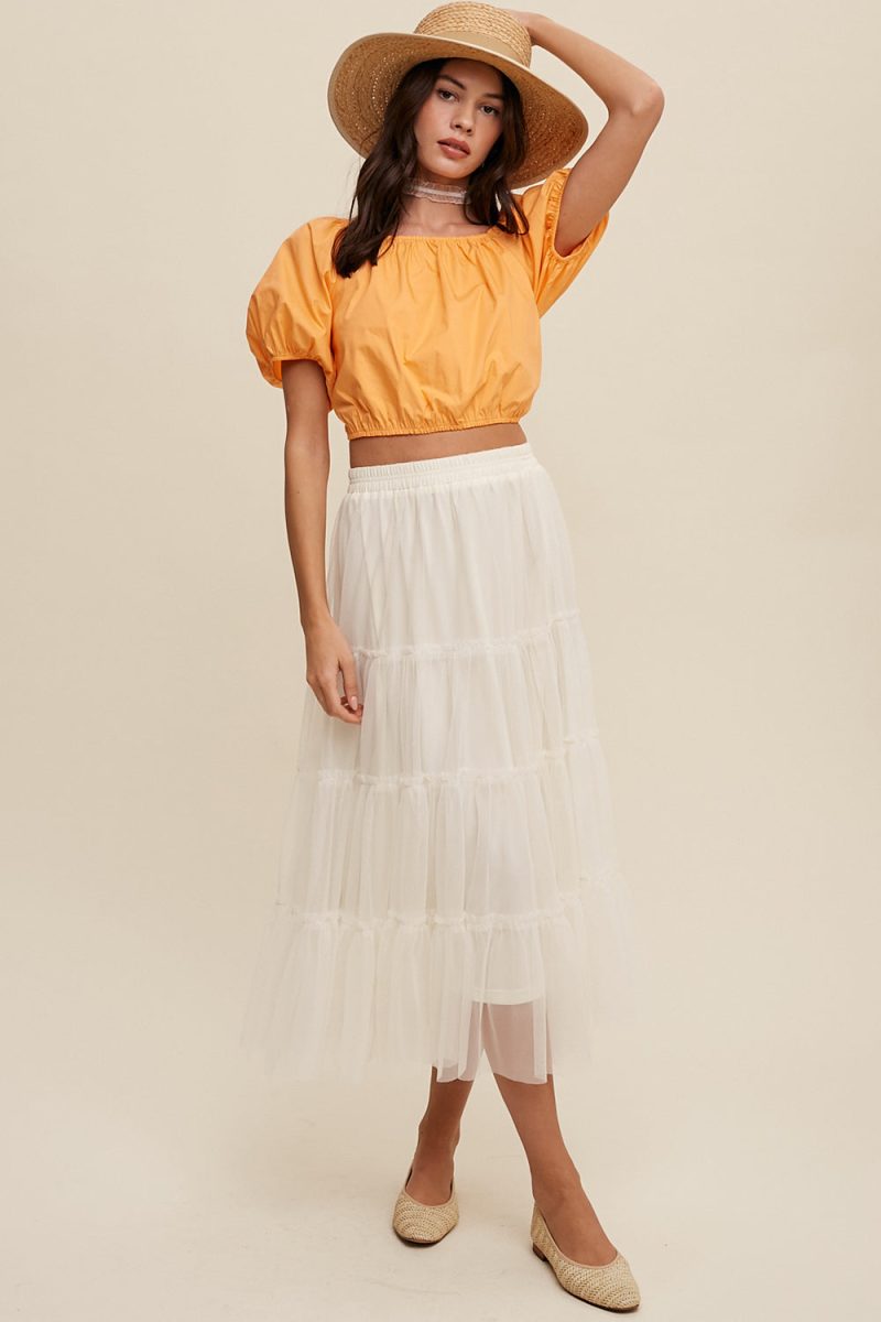 Puff Sleeve Back Tie Crop Top - Image 30