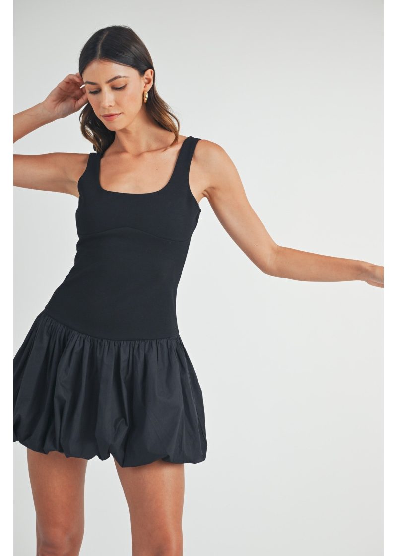 Scoop Neckline Sleeveless Bubble Hem Mini Dress - Image 4