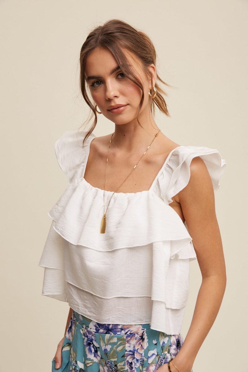 All Over Ruffle Square Neck Blouse Top - Image 3