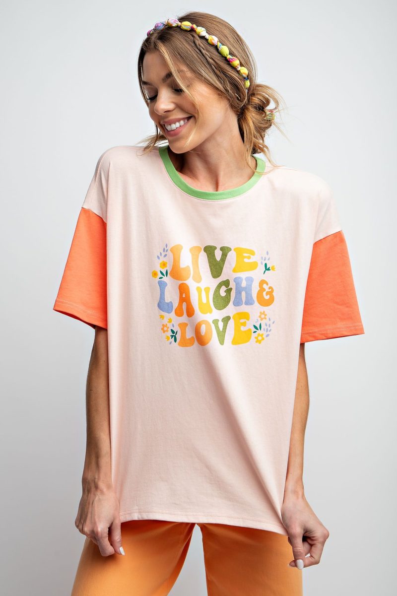 Color Block Jersey "Live Laugh Love" Top - Image 2