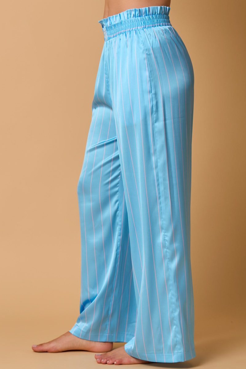 Satin Stripe Pajama Set with Bow Embroidery - Image 8