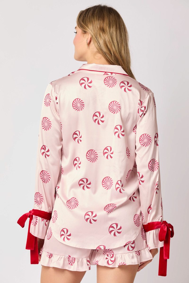 Satin Bow Peppermint Pajama Short Set - Image 8
