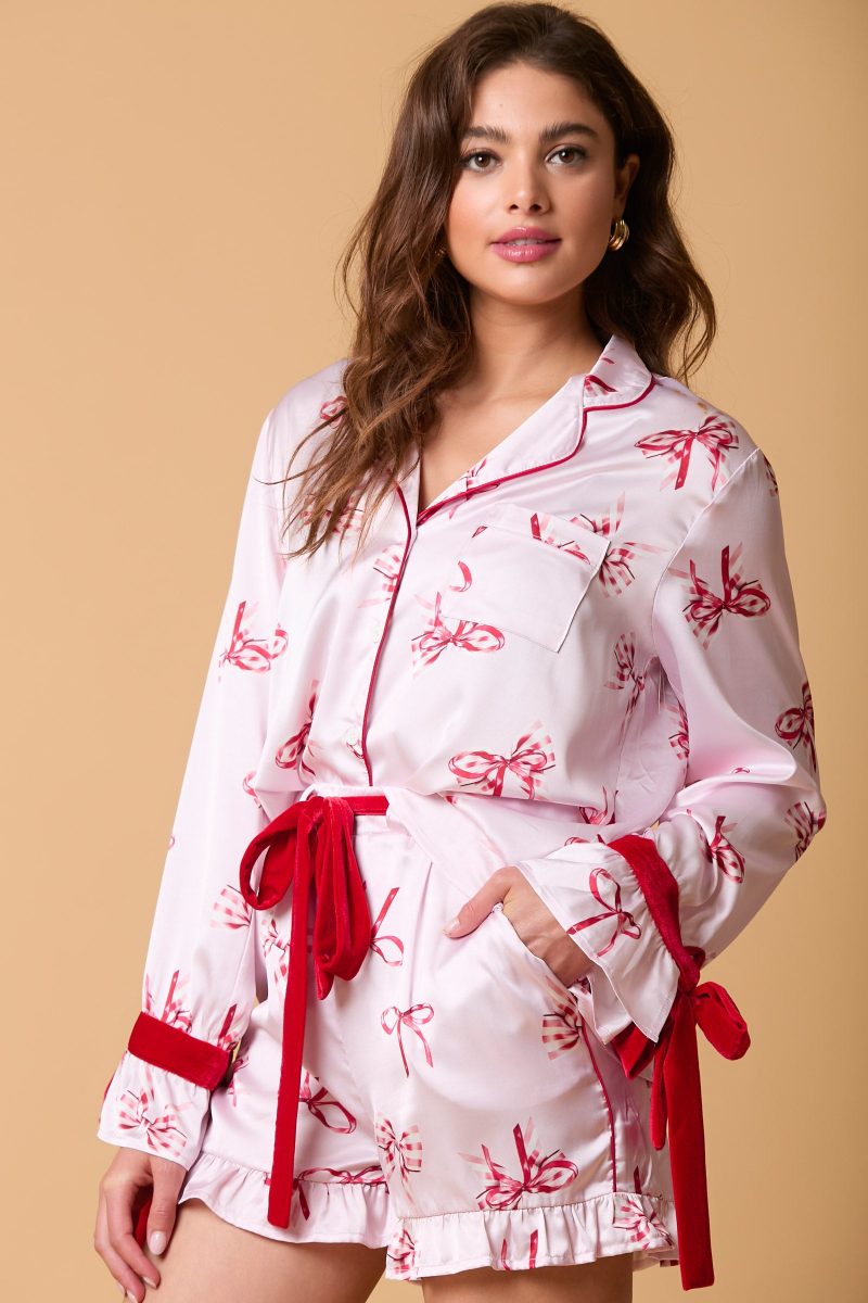 Satin Bow Pajama Set - Image 3