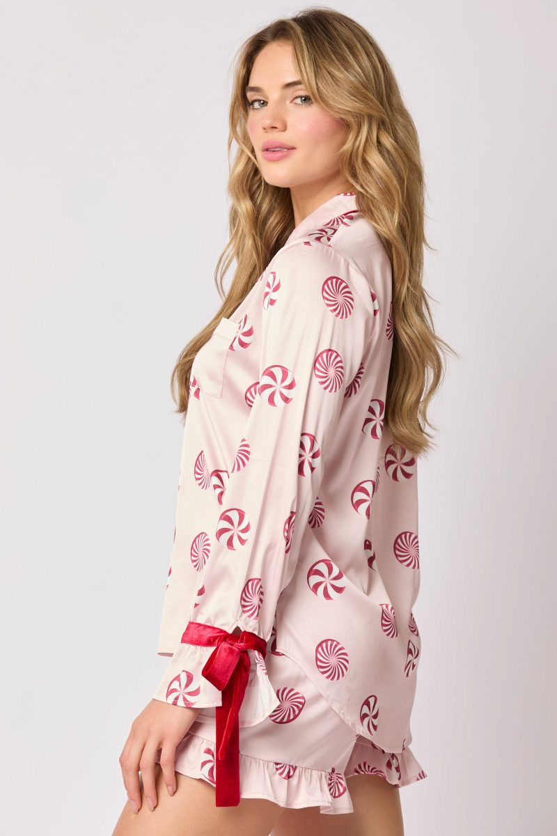 Satin Bow Peppermint Pajama Short Set - Image 6