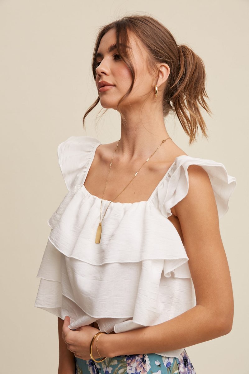 All Over Ruffle Square Neck Blouse Top - Image 6