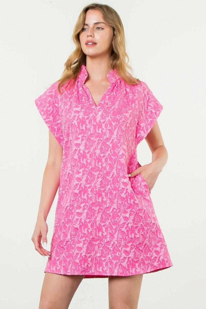 Short Sleeve Textured Dress - Image 2