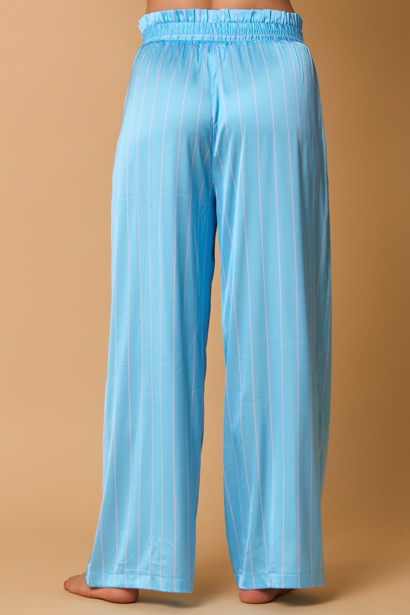 Satin Stripe Pajama Set with Bow Embroidery - Image 9