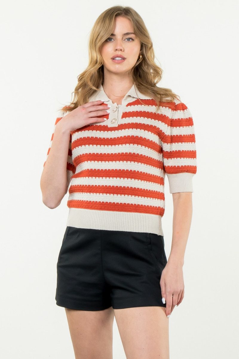 Collared Striped Knit Top - Image 8