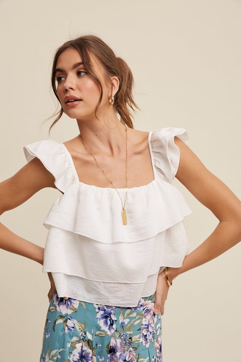 All Over Ruffle Square Neck Blouse Top - Image 2